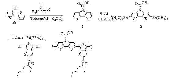 Novel N-ester substituted bithiophene and pyrrole conjugated polymer