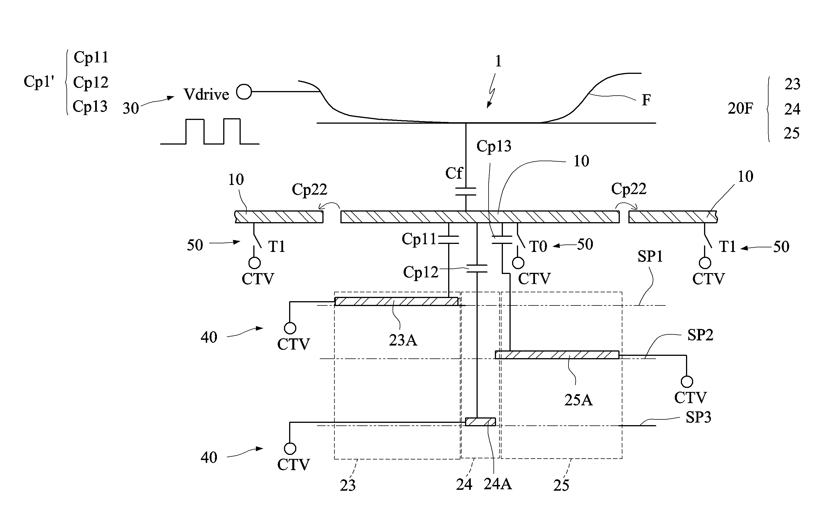 Capacitive sensing array device with high sensitivity and high frame rate and electronic apparatus using the same