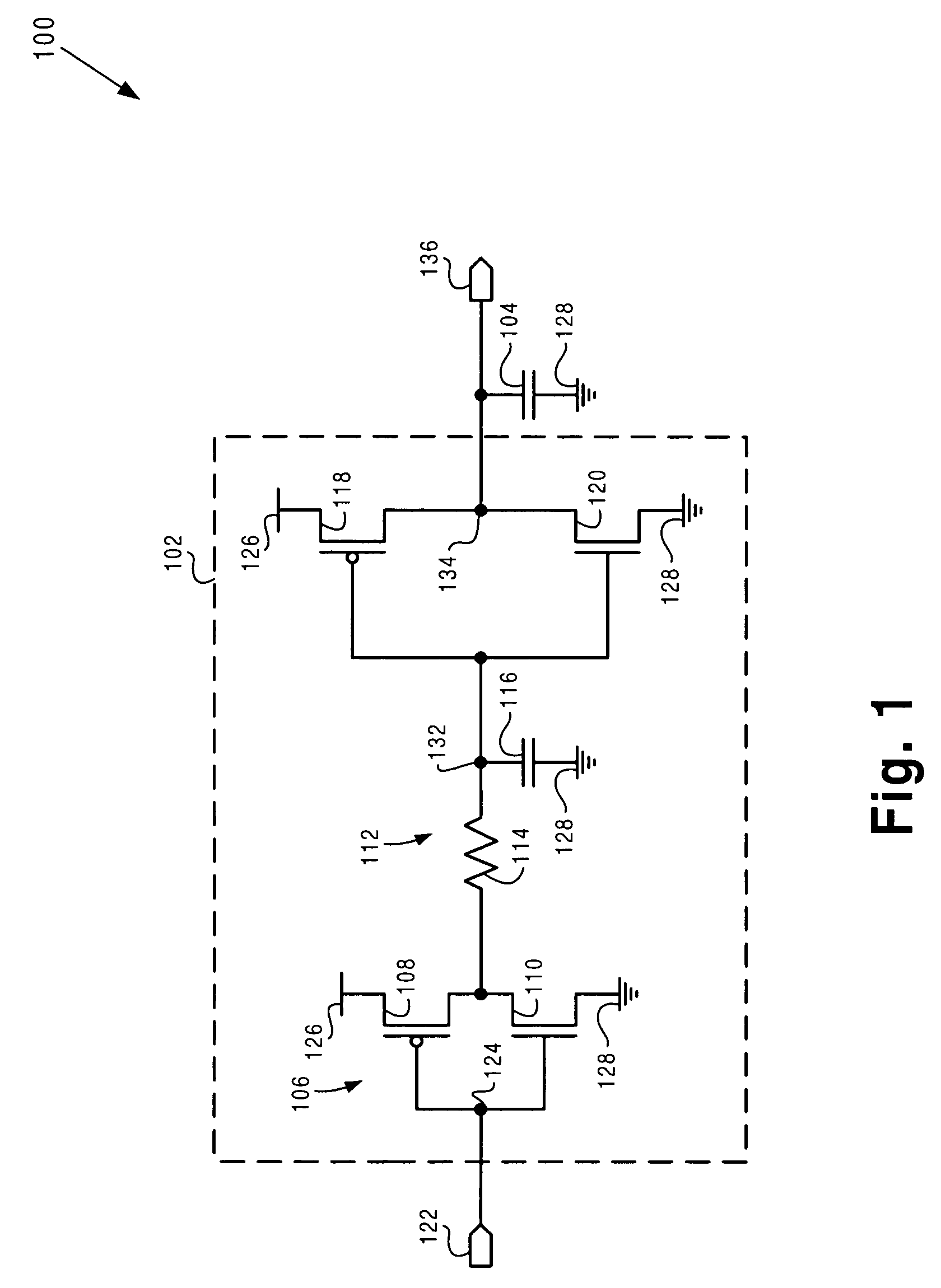 Output driver circuit with reduced RF noise, reduced power consumption, and reduced load capacitance susceptibility