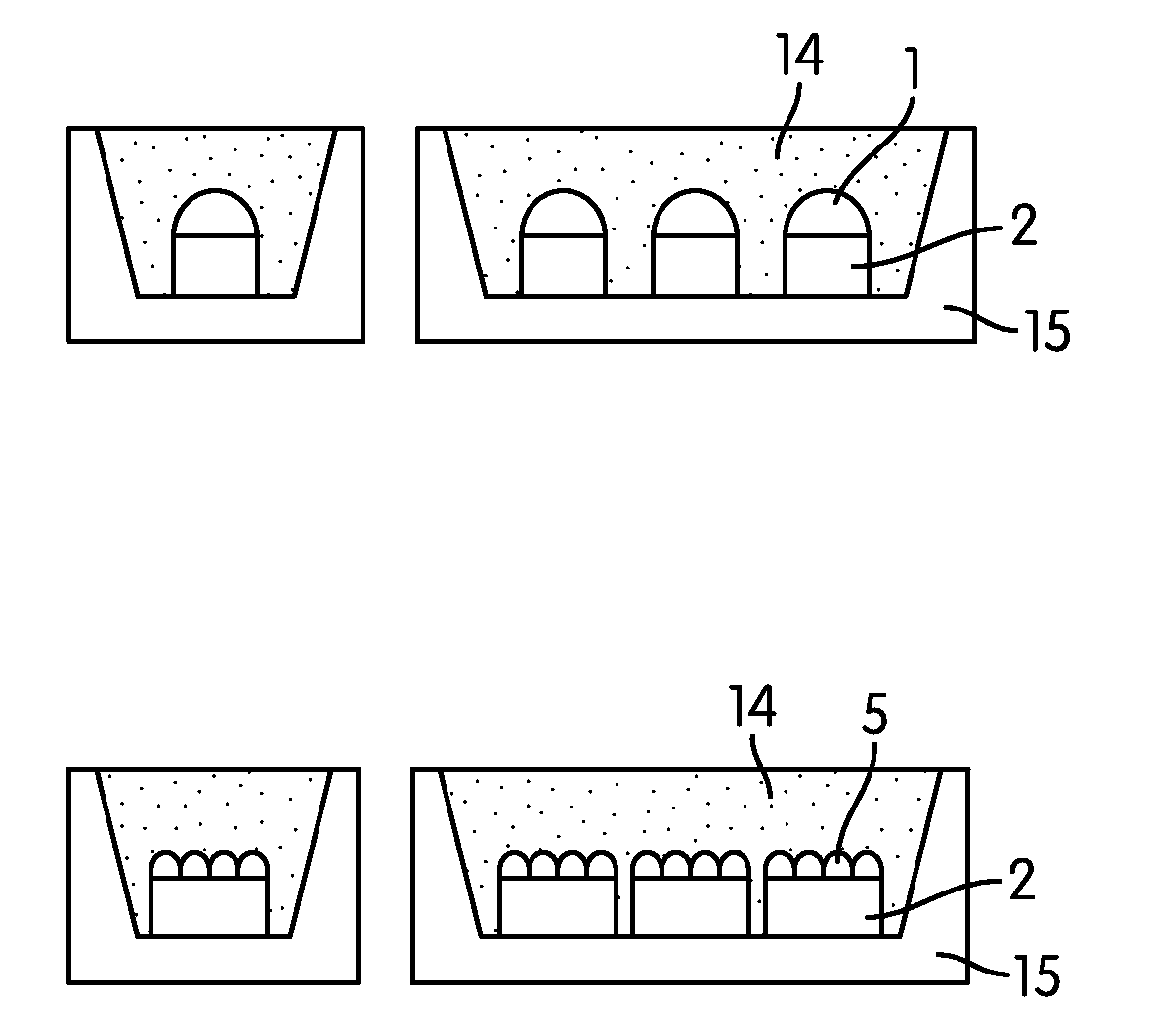 LED assembly with an LED and adjacent lens and method of making same