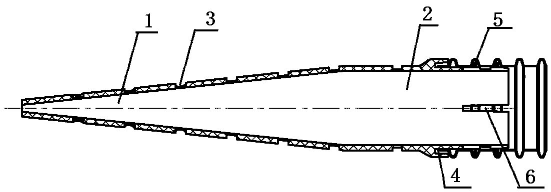 Spiral reinforcement liner transitional piece of Krah pipe