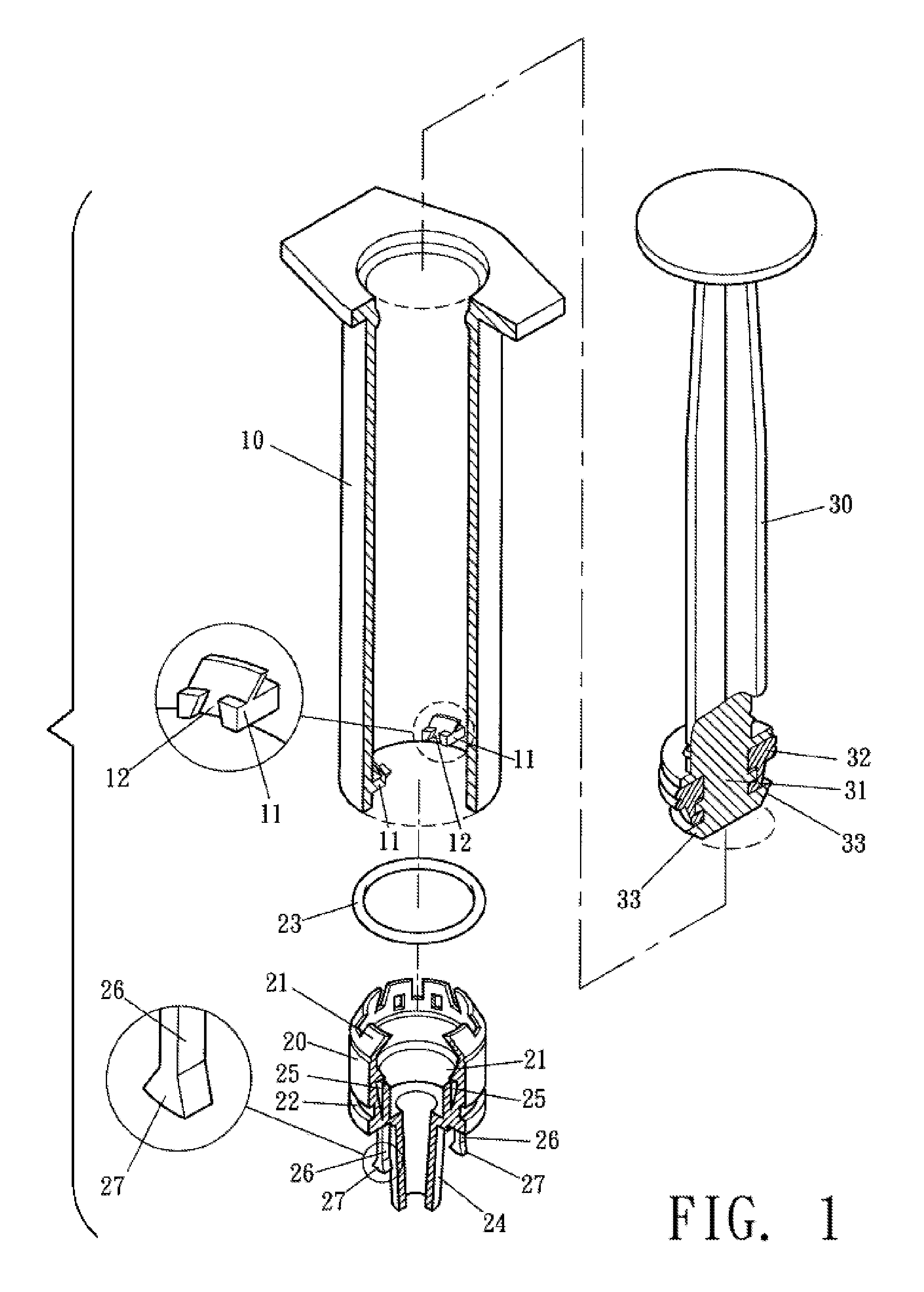 Disposable safety syringe structure