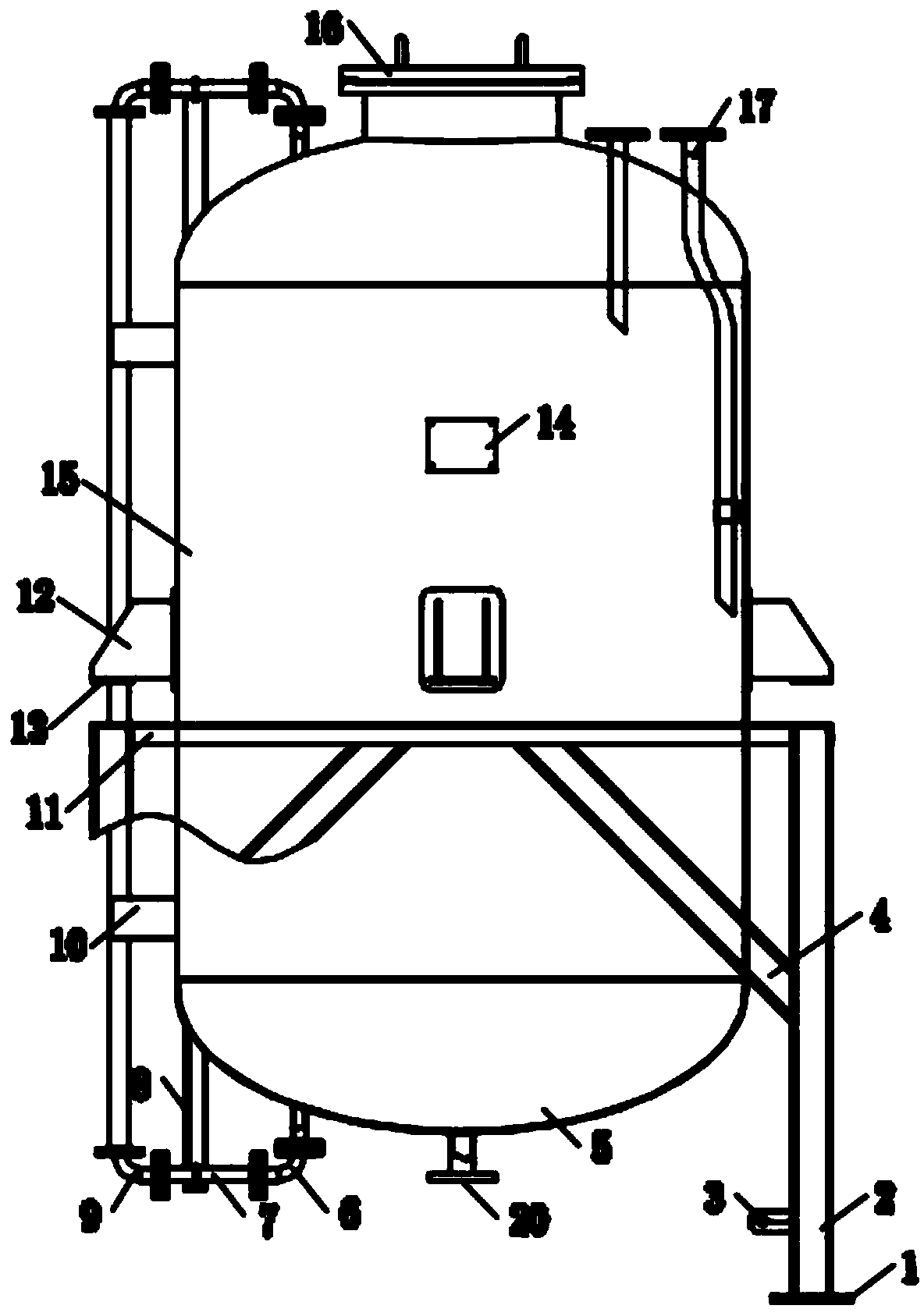 Steel lining tetrafluoroethylene storage tank