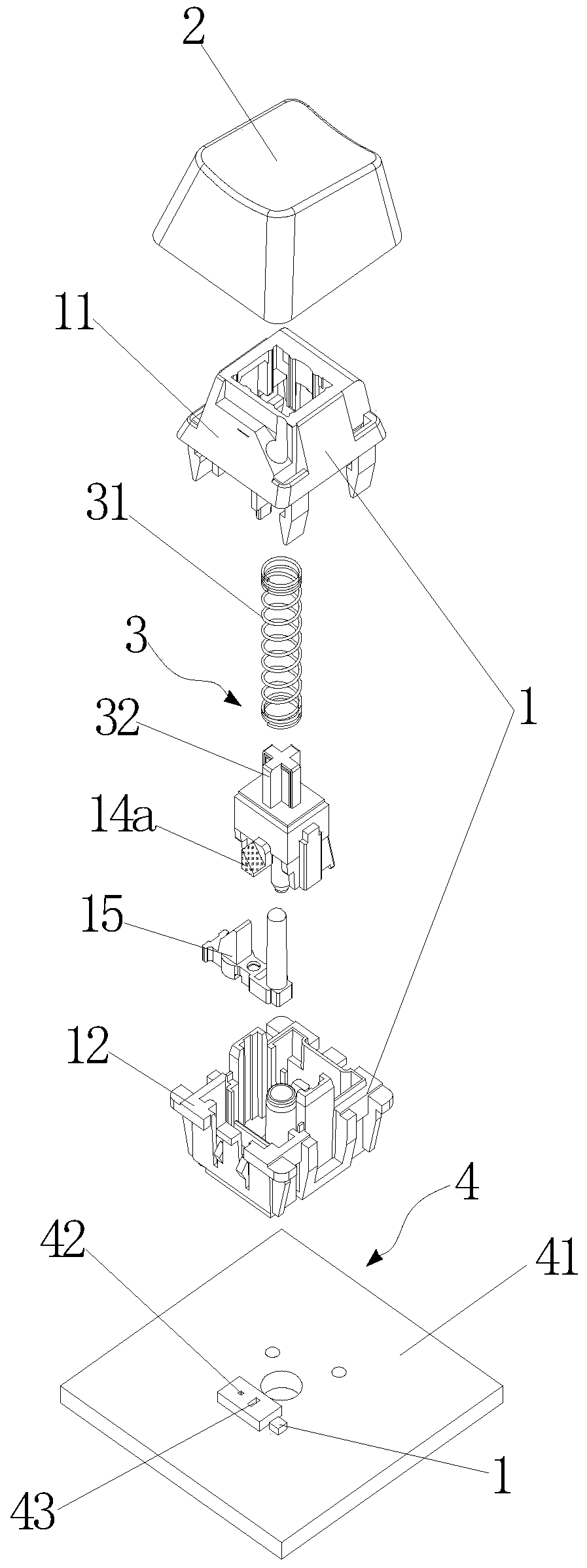 A photoelectric integrated mechanical axis keyboard switch module