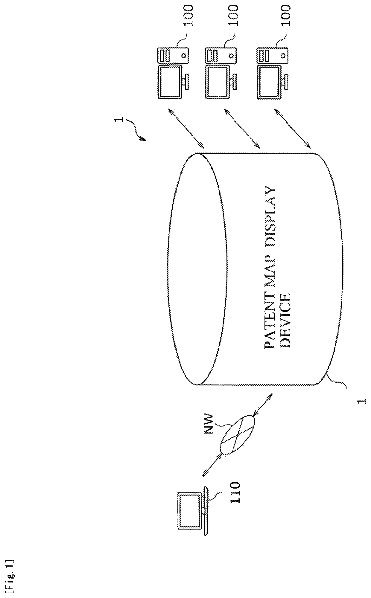 Patent map display device, patent map display method, and computer-readable recording medium including patent map display program stored therein
