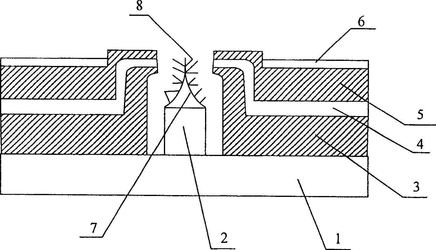 Flat panel display with integrated double flat grid array structure and its producing process