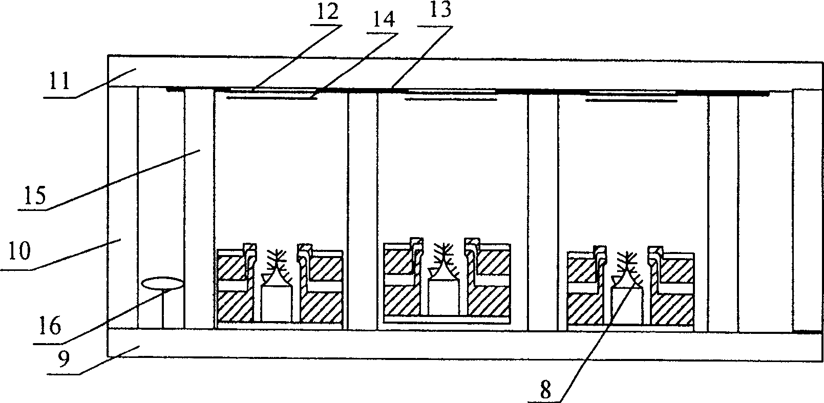 Flat panel display with integrated double flat grid array structure and its producing process