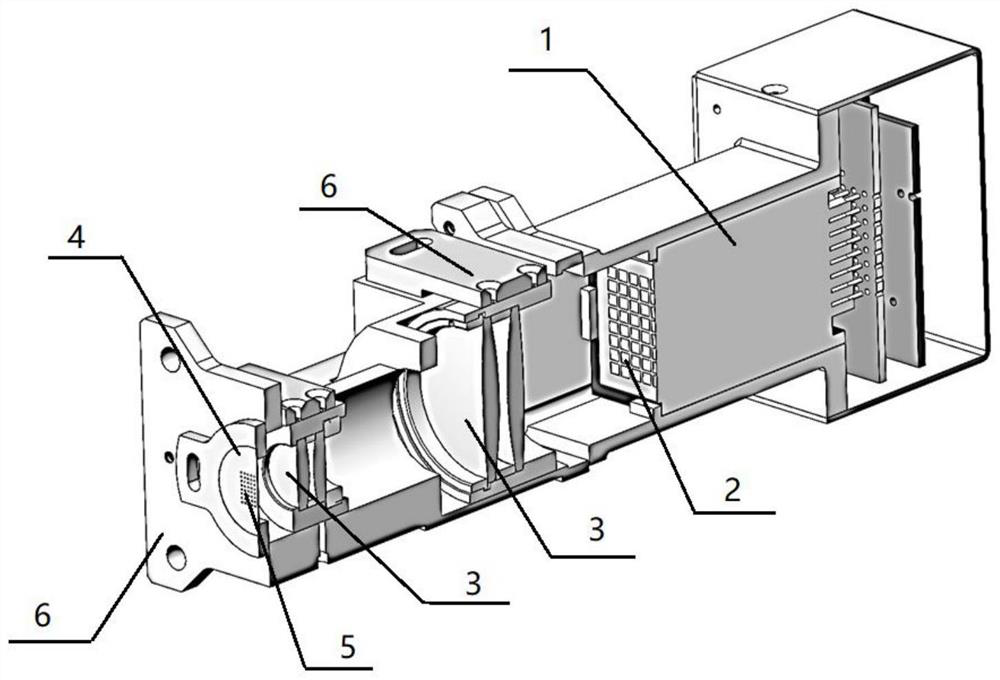 Detector optical machine assembly integrated with photosensitive surface conjugate diaphragm