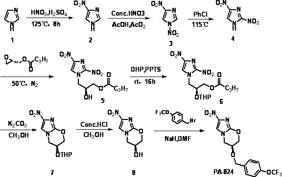 Synthetic method of anti-tuberculosis candidate drug PA-824