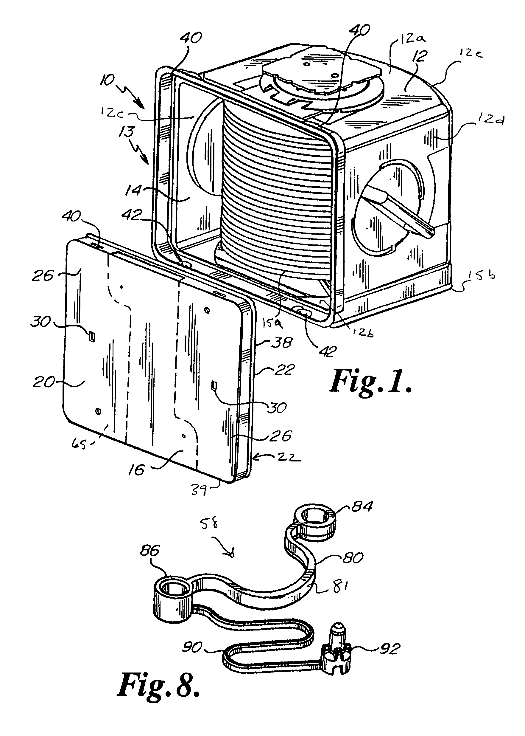 Wafer container and door with vibration dampening latching mechanism