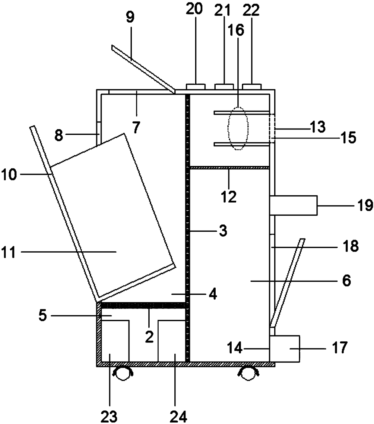 Garbage recycling device with purifying function for electrolysis workshop