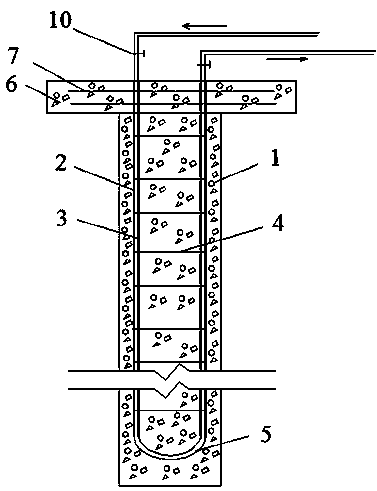 Construction method for embedding pipe in ground source heat pump pouring pile reinforcement cage