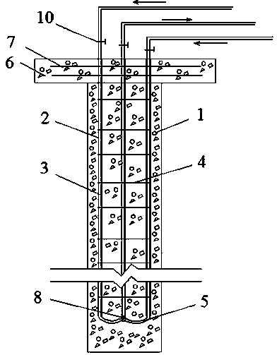 Construction method for embedding pipe in ground source heat pump pouring pile reinforcement cage