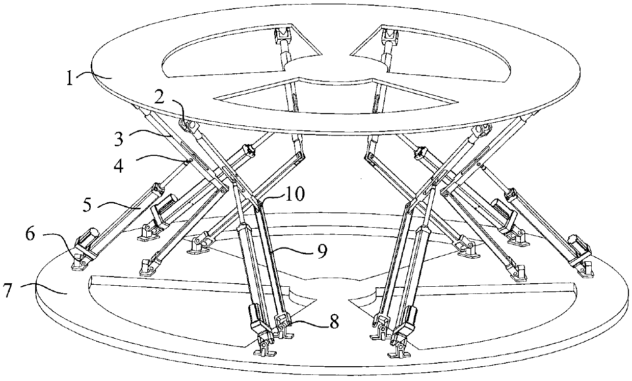 Folding type six-freedom-degree parallel connection posture adjusting platform