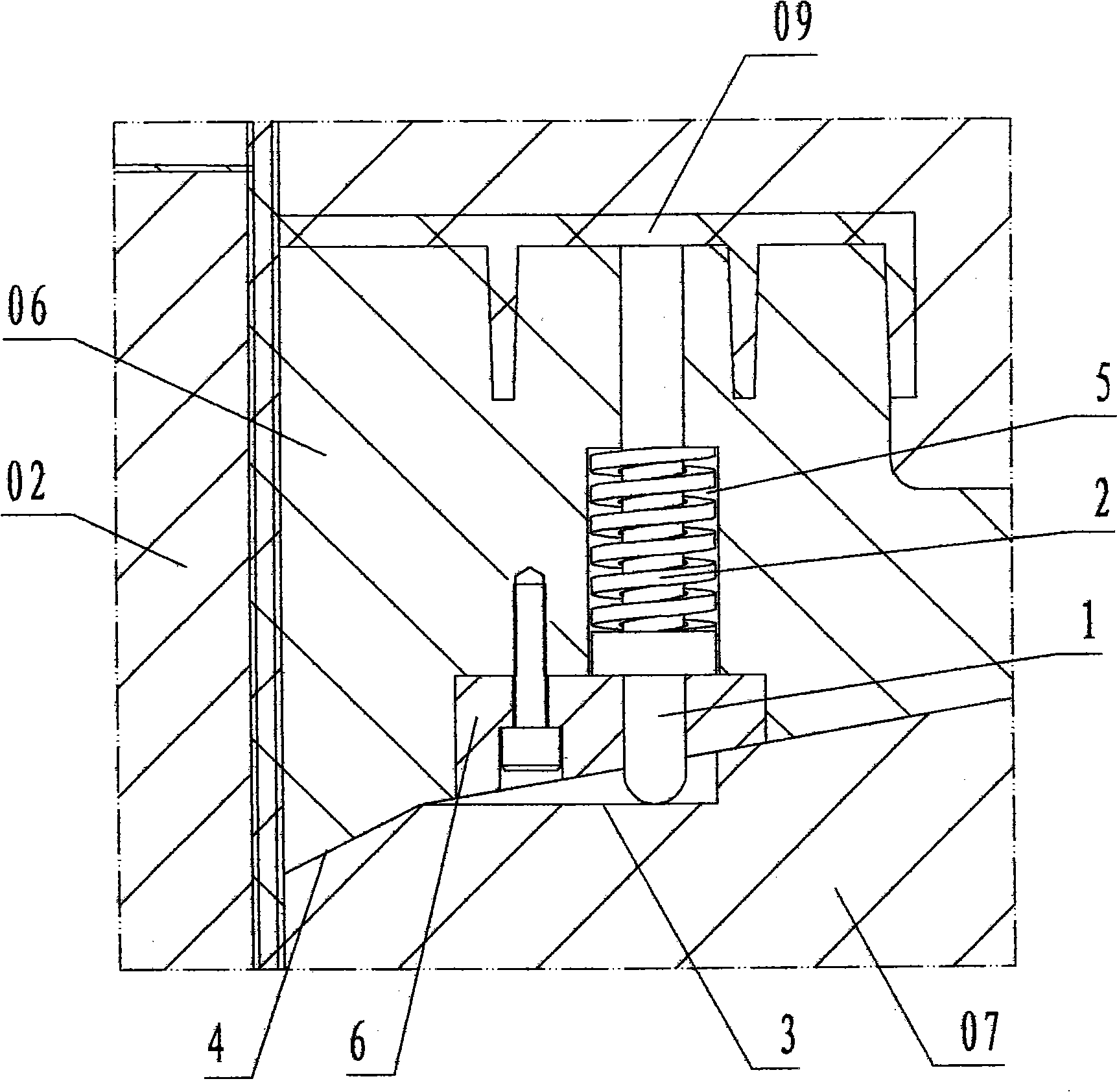 Time-delay drawing protection technical apparatus for injection mold slide block thimble and inclined jacking block thimble