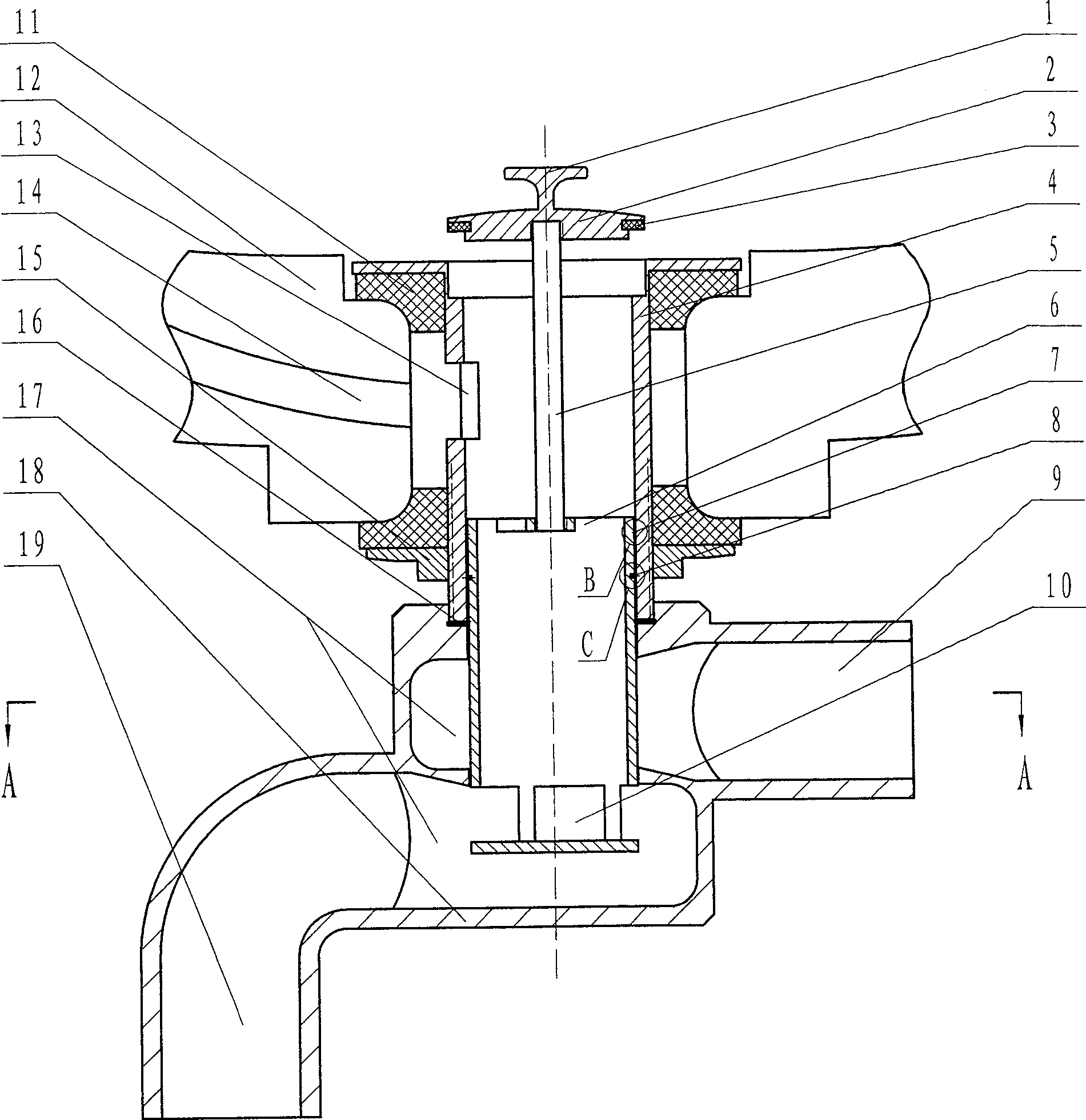 Basin launching three-way valve