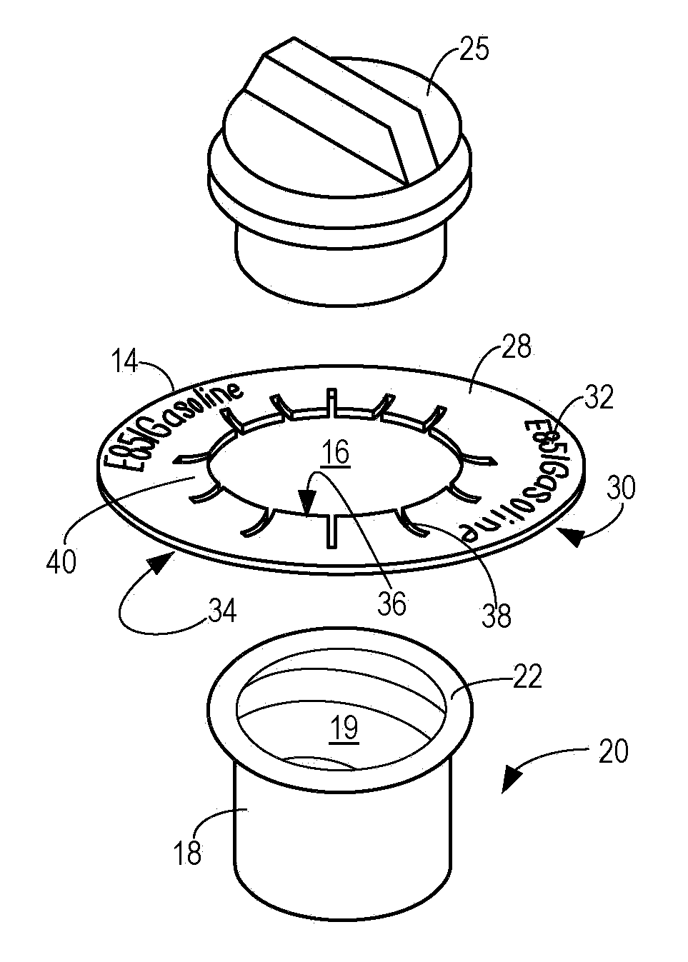 Fuel Filler Pipe Information Collar for Fuel Type Identification