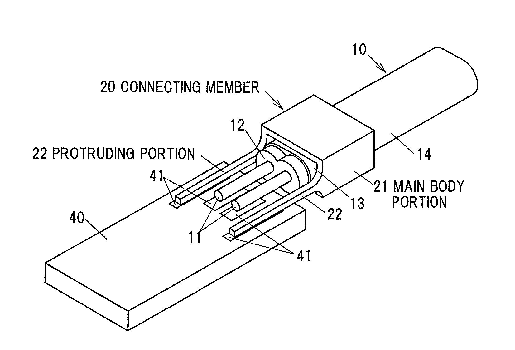 Connection structure, connection method and differential signal transmission cable