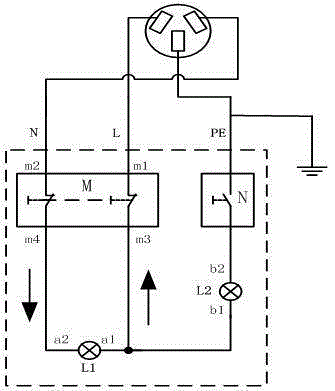 Test device for double-pole electric leakage protection switch