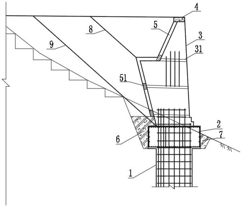 Integrated anti-sliding pile foundation joist retaining wall and construction method thereof