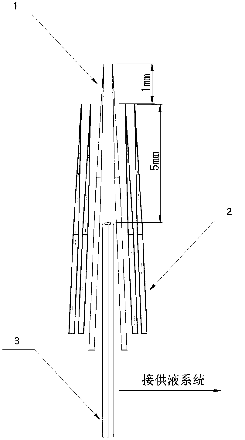 Writing brush type liquid guide infiltration device