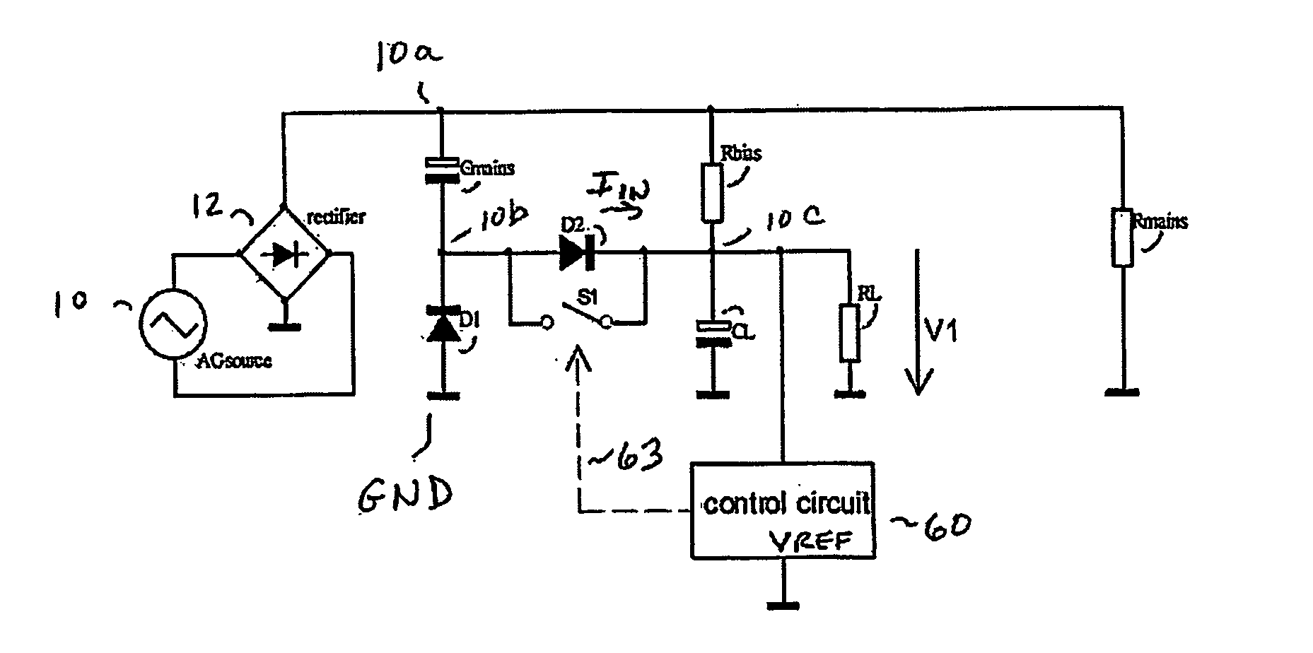 Capacitively coupled power supply