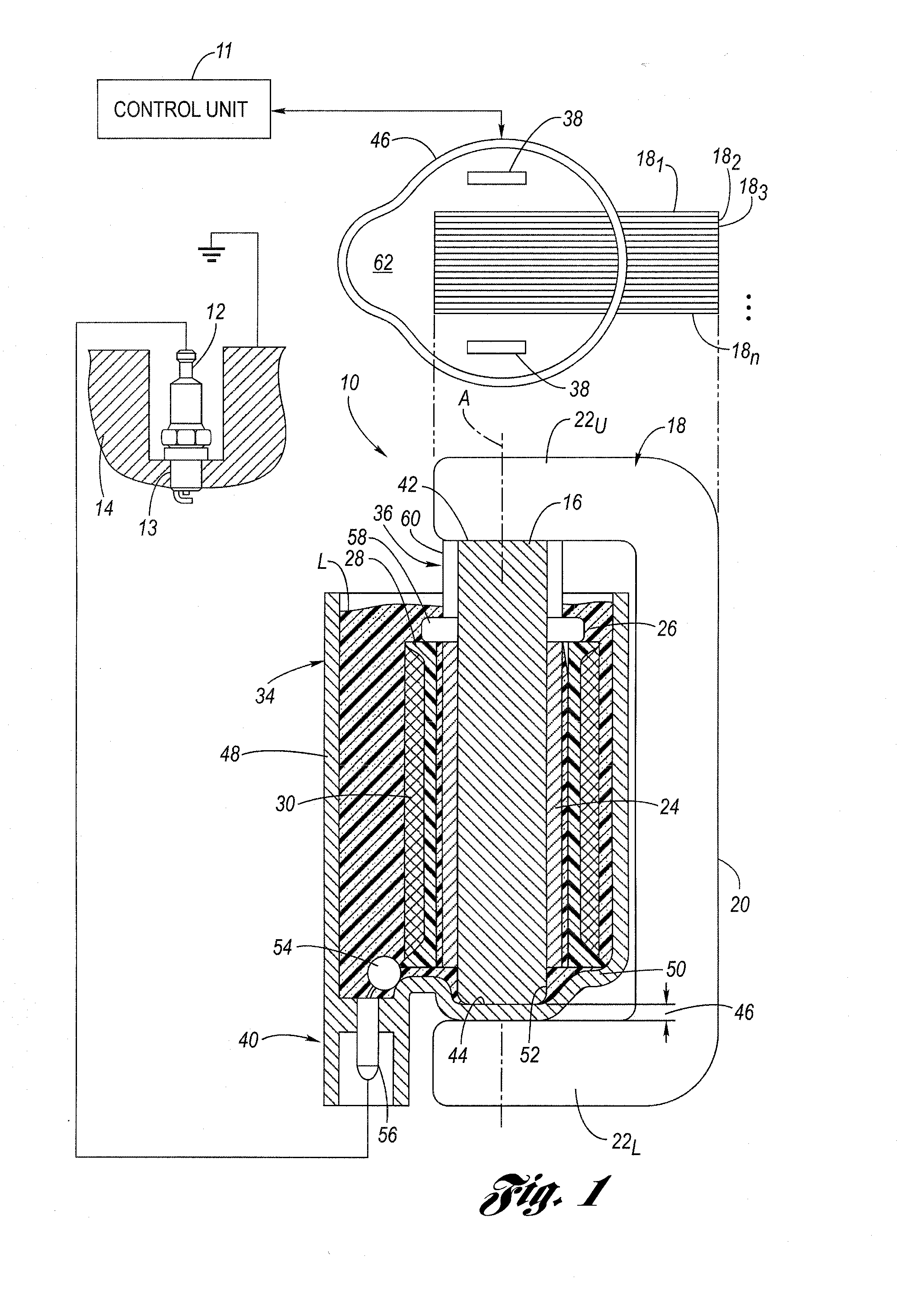 Ignition apparatus with cylindrical core and laminated return path