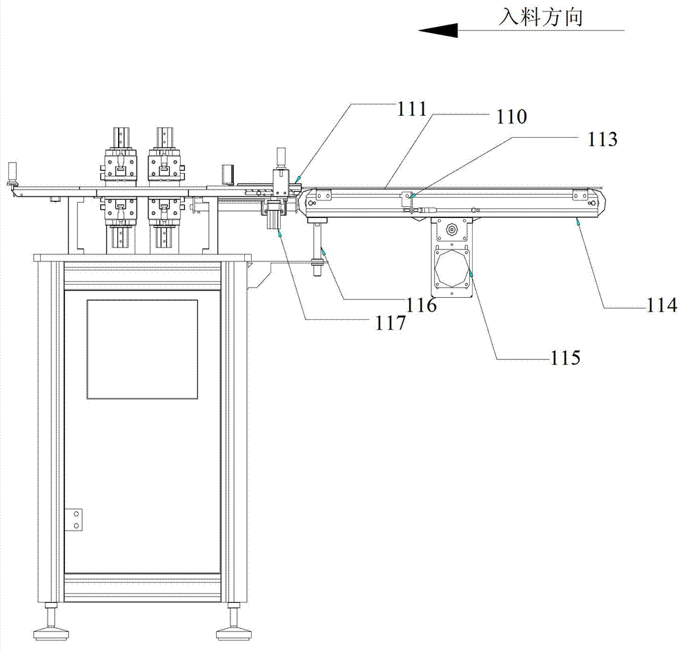 Automatic feeding and discharging guide rail device