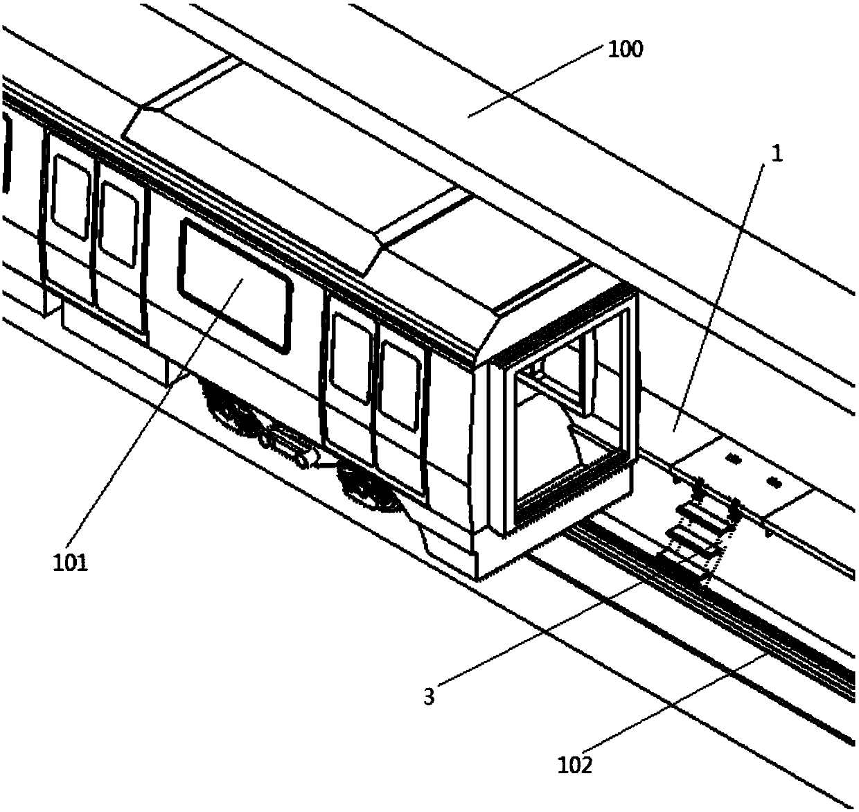 A rapid evacuation device and method for subway evacuation platform to track area