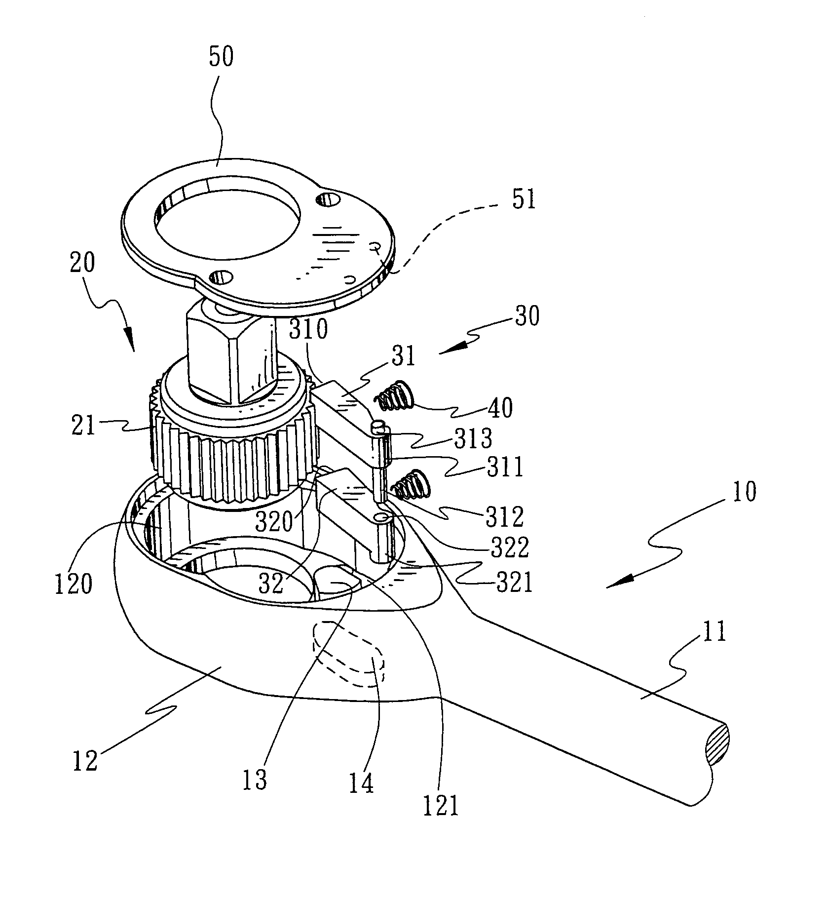 Wrench having a locking device with a smaller driving angle