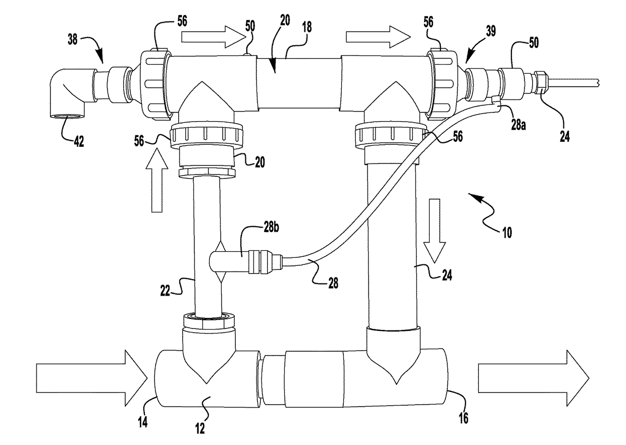 Ultraviolet/ozone manifold for swimming pool water  purification