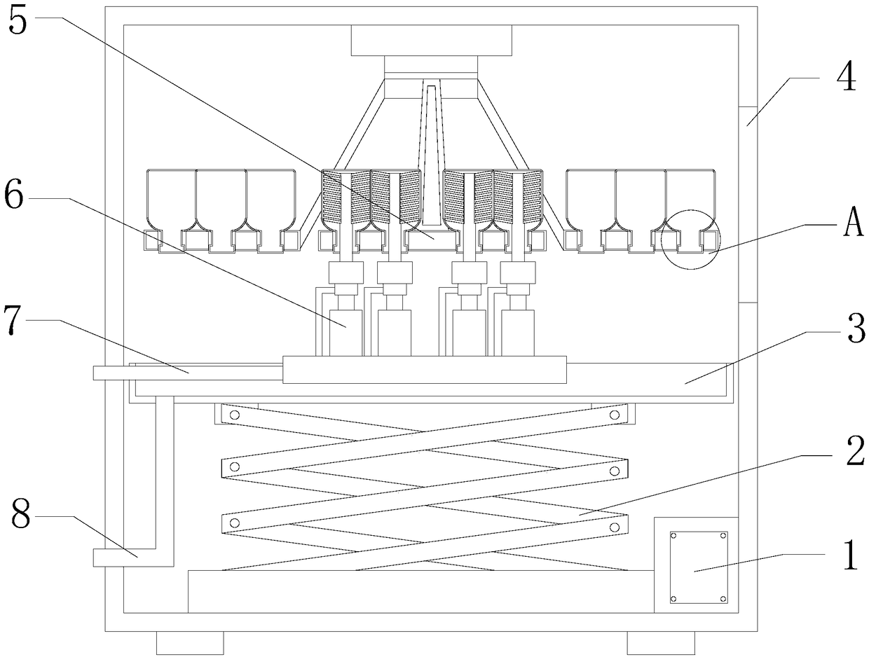 Rotary-type automatic-positioning reagent bottle cleaning device for biotechnology