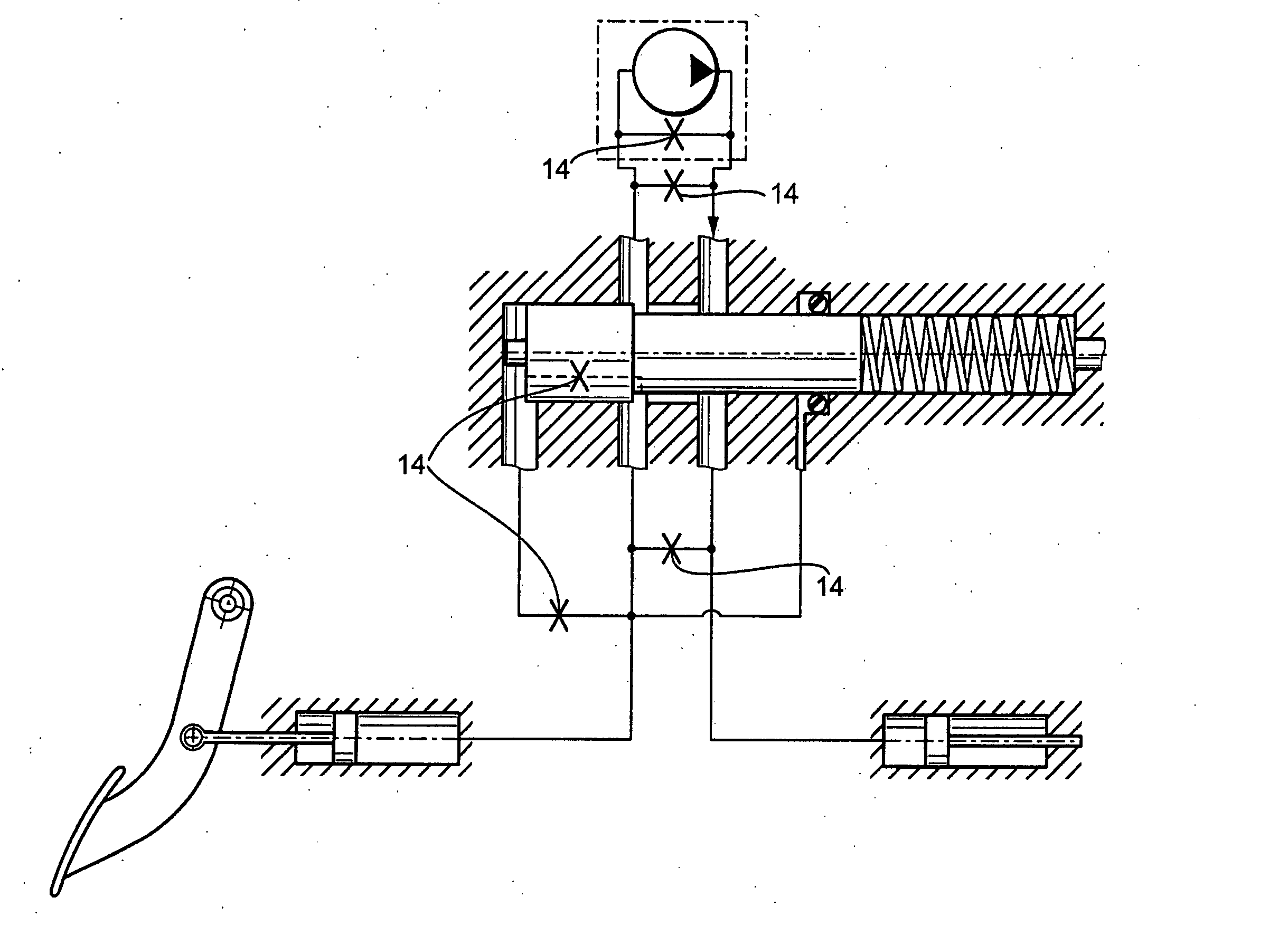 Hydraulic system having an emergency release mechanism for a clutch having servo-assisted pedal actuation