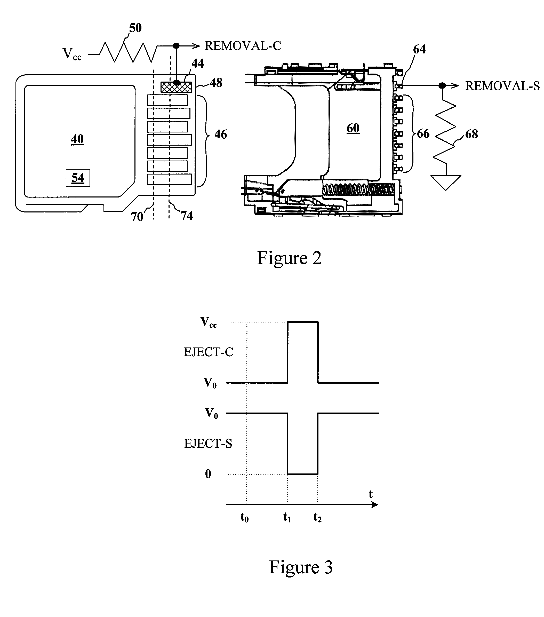 Advanced detection of memory device removal, and methods, devices and connectors