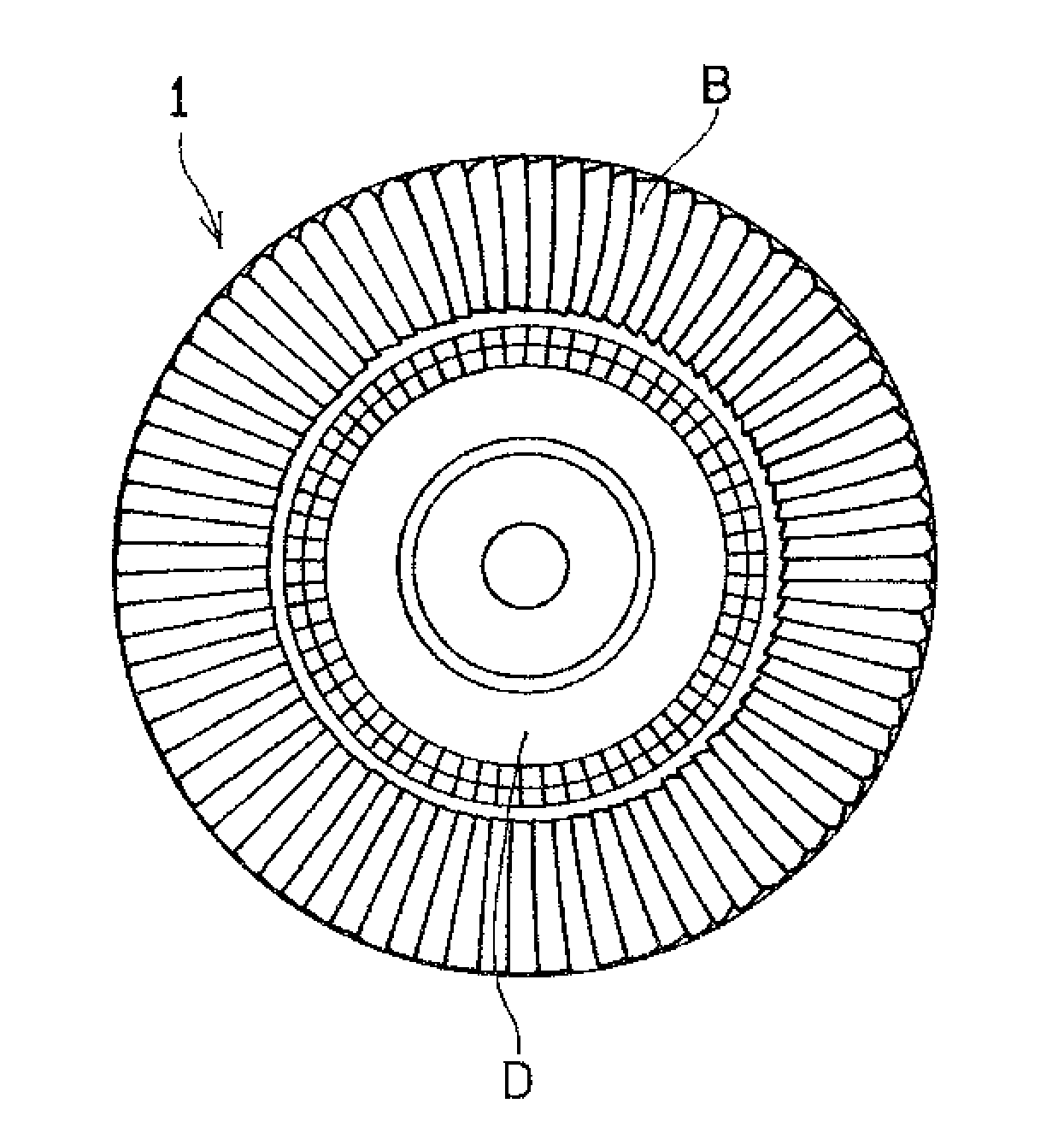 Rotating body provided with blades