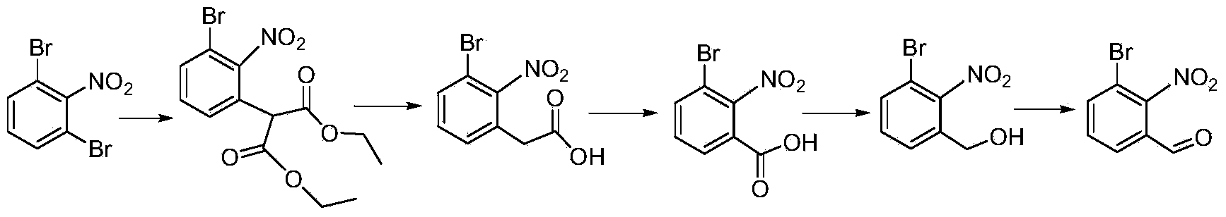 Chemical synthesis method of 3-bromo-2-nitrobenzaldehyde