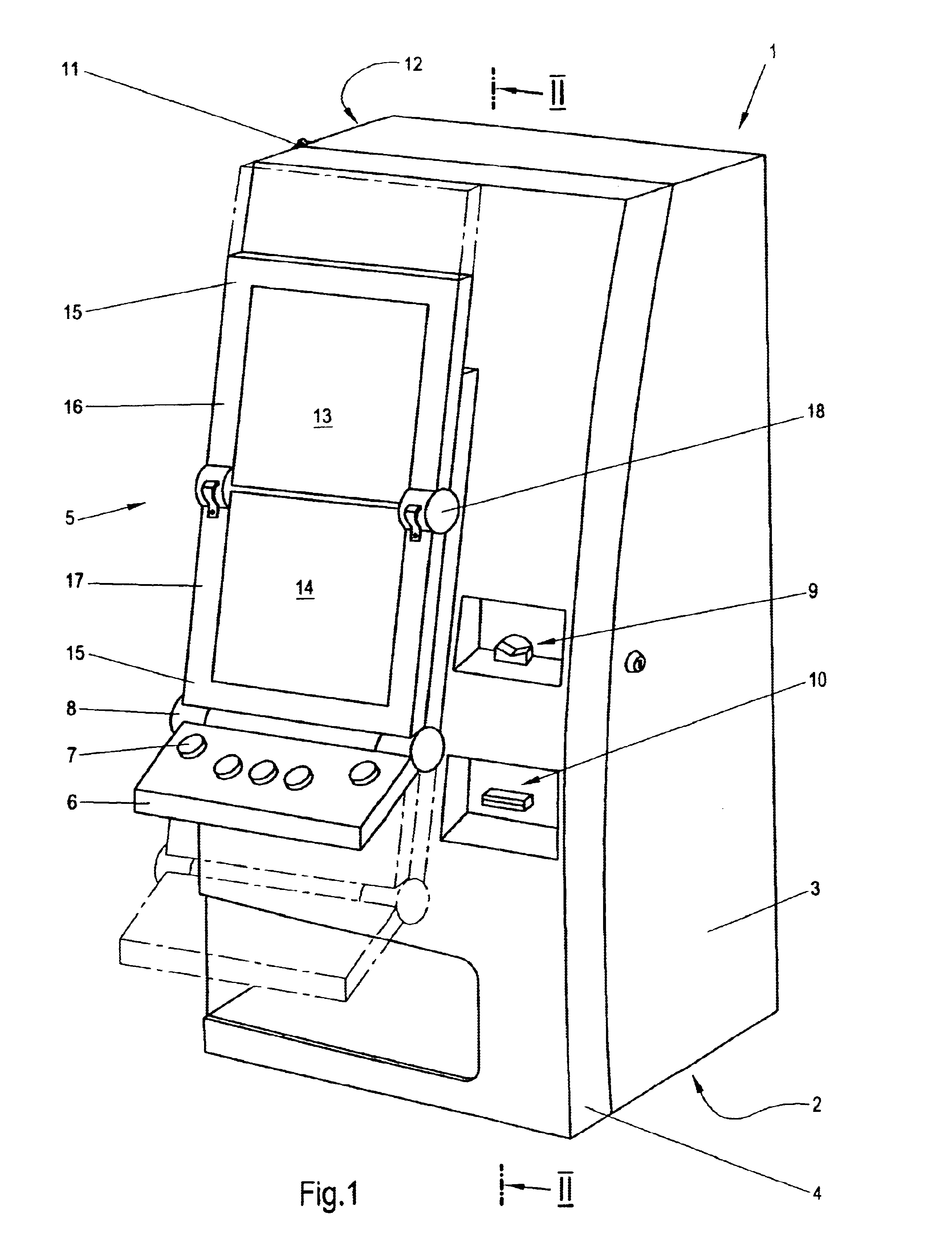 Apparatus for positioning a symbol display device onto a door element of a casing of a coin operated entertainment automat
