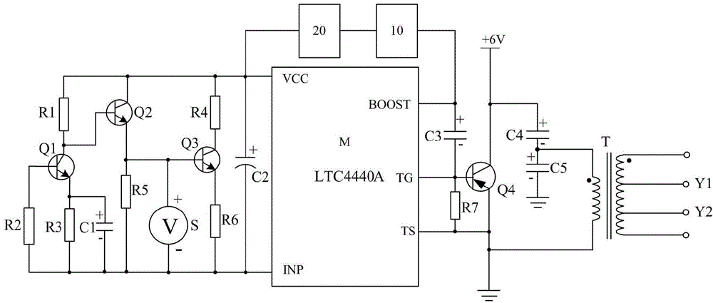 Logic protection emitter coupling-type three-filtering amplification large-size LED lamp protection system