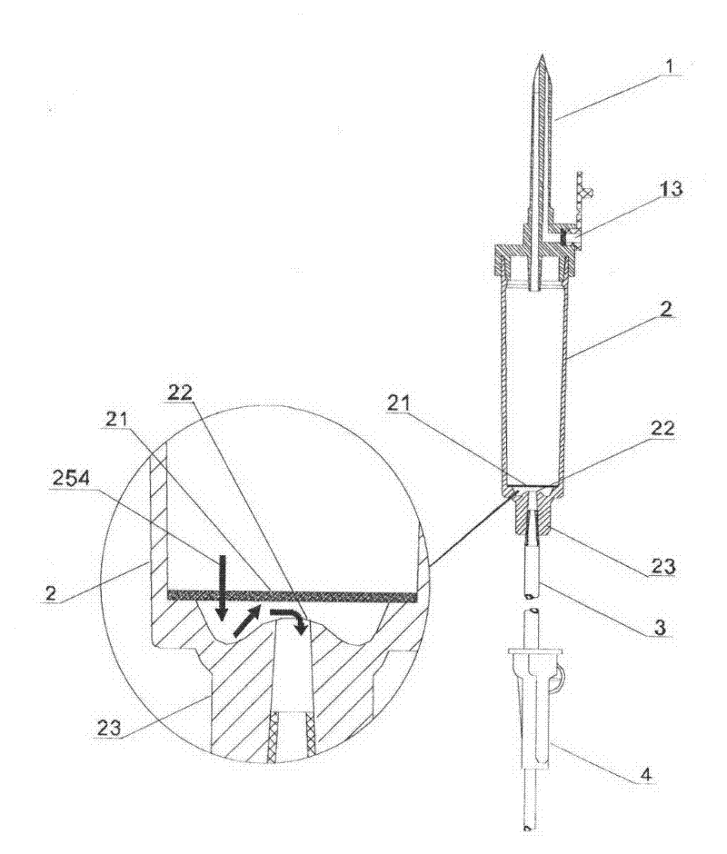 A safety infusion set with improved exhaust of dropping funnel