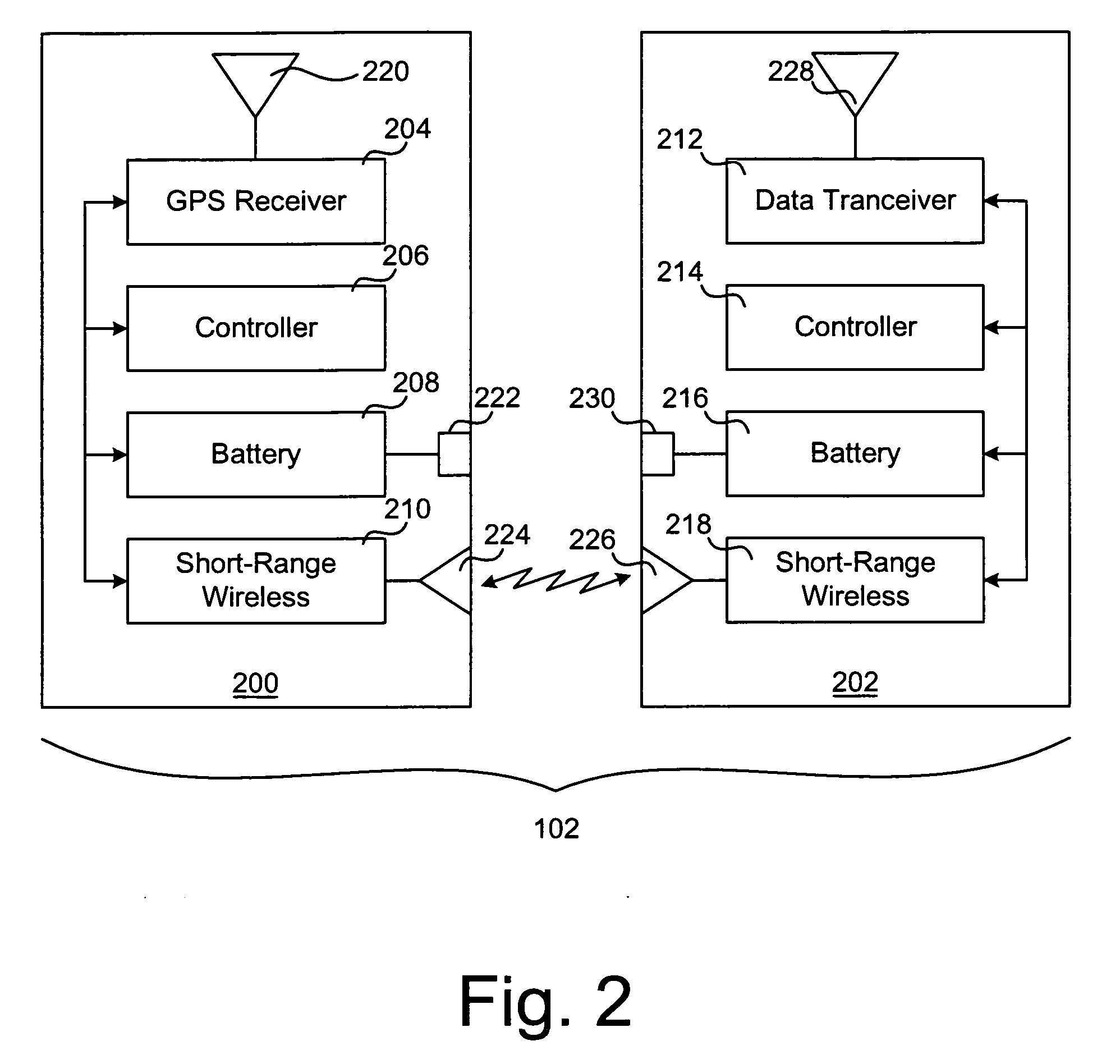 Tracking system with separated tracking device