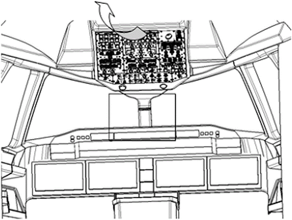 Direct insertion type box structure of control board on top of aircraft cockpit
