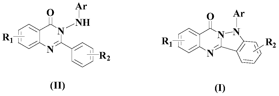 Method for synthesizing N-phenyl indazole [3,2-b] quinazoline-7(5H)-ketone derivatives