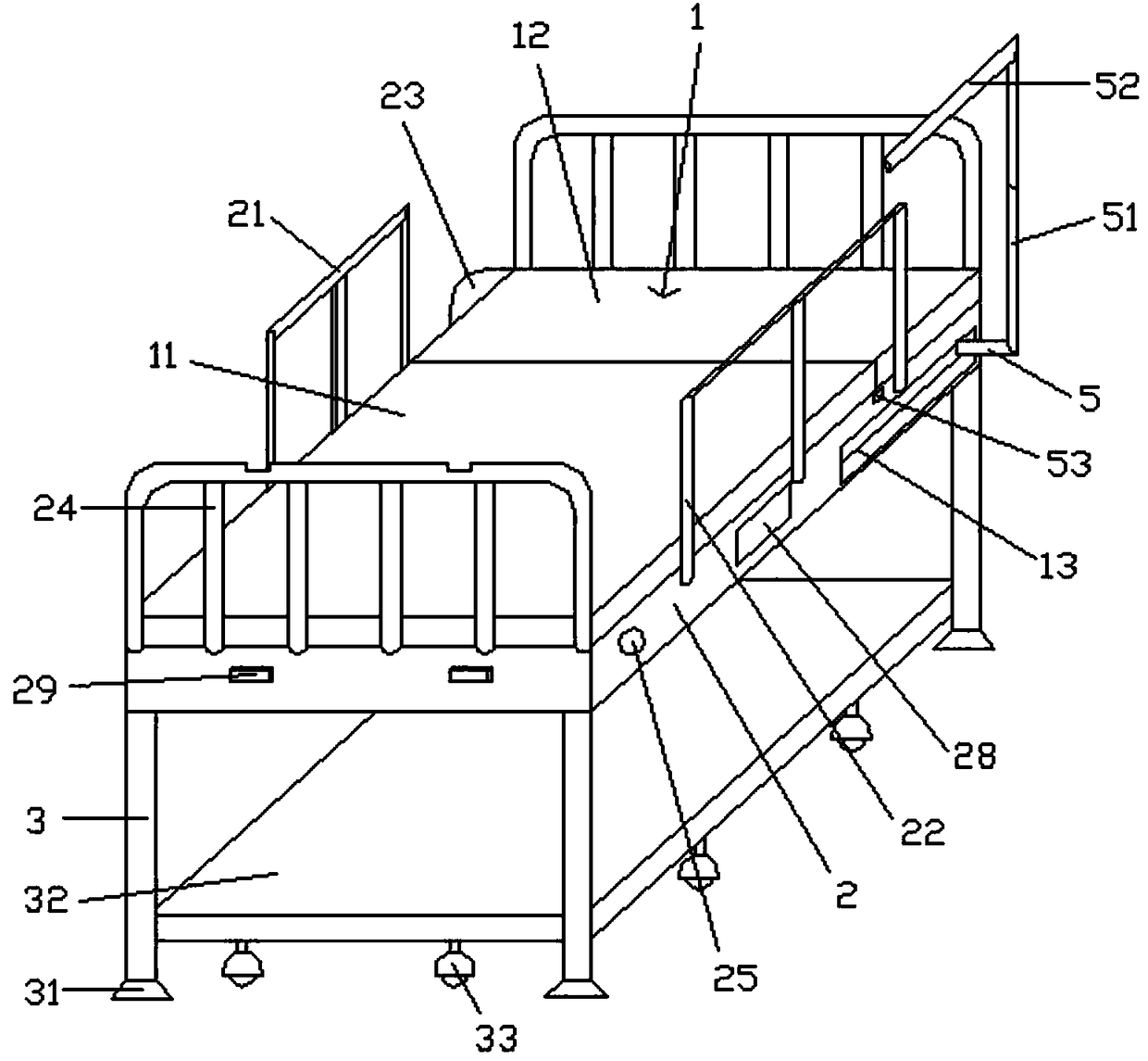 Nursing bed with off-bed alarm system