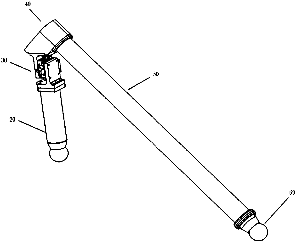 A measuring instrument and measuring method for the distance between two sphere centers in space