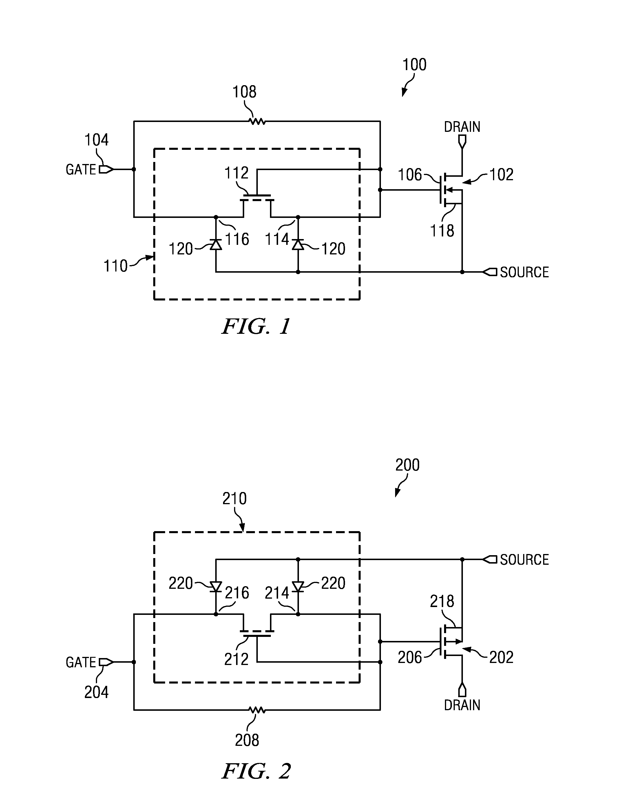 Power mosfet with integrated gate resistor and diode-connected mosfet