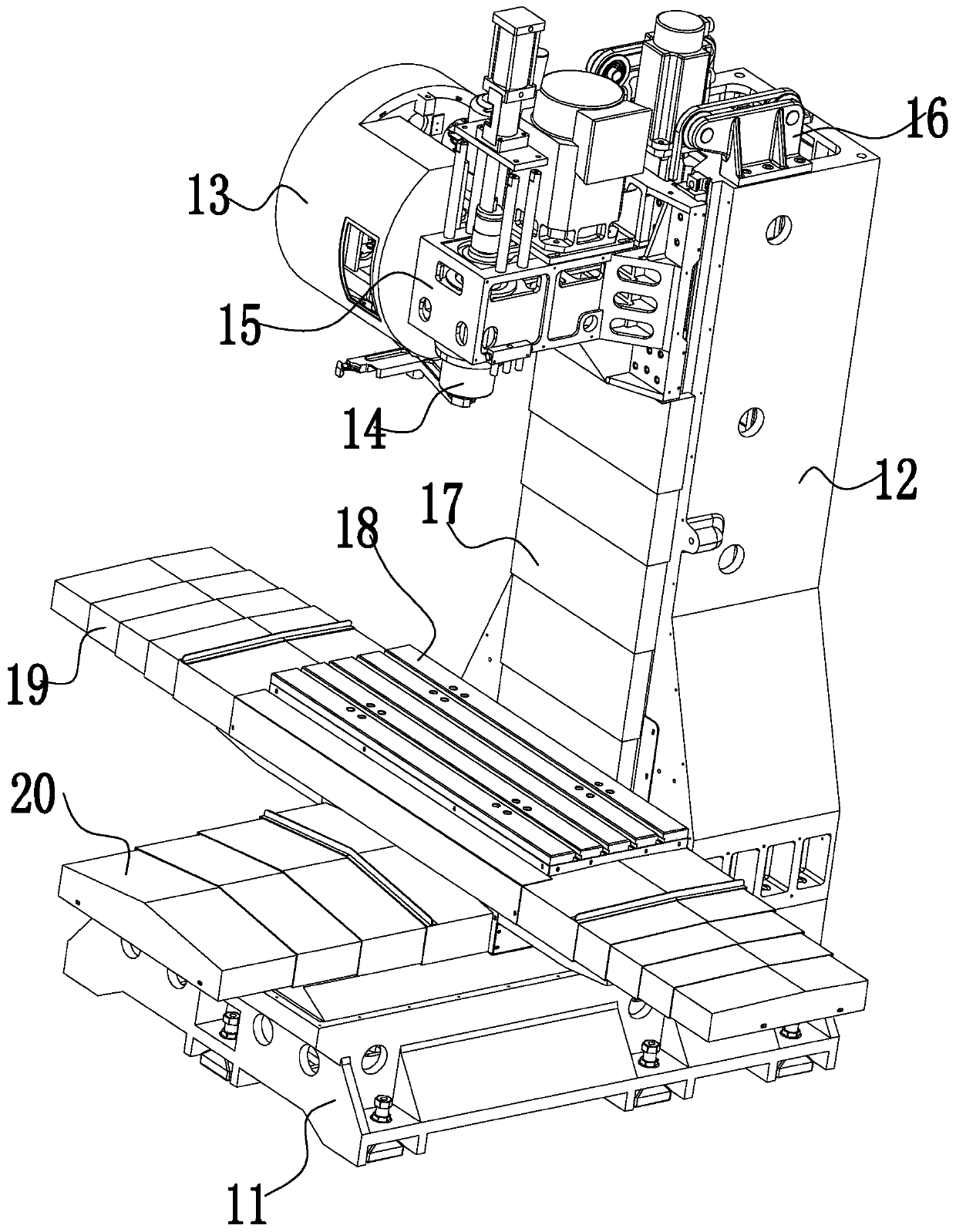 Numerical control drilling, tapping and milling integrated machining equipment with central through hole for water outlet