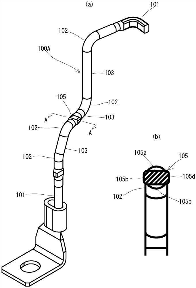 Method for processing round metallic wire rod, apparatus for processing round metallic wire rod, and production method for power distribution component