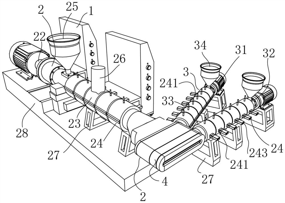 A kind of operation method of pet wood-plastic composite material manufacturing equipment