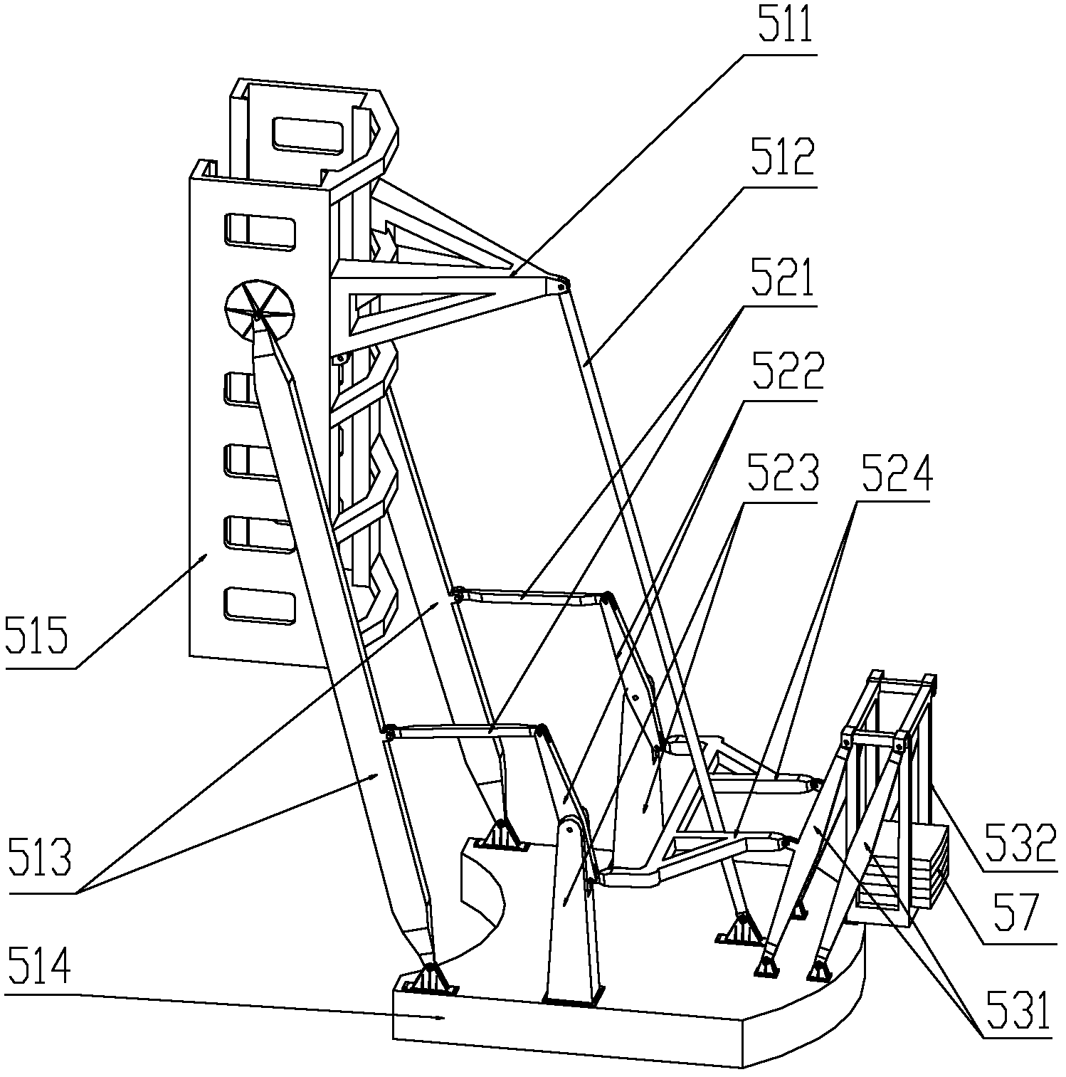 Platform for transporting and mounting offshore wind turbine and amplitude variation device thereof