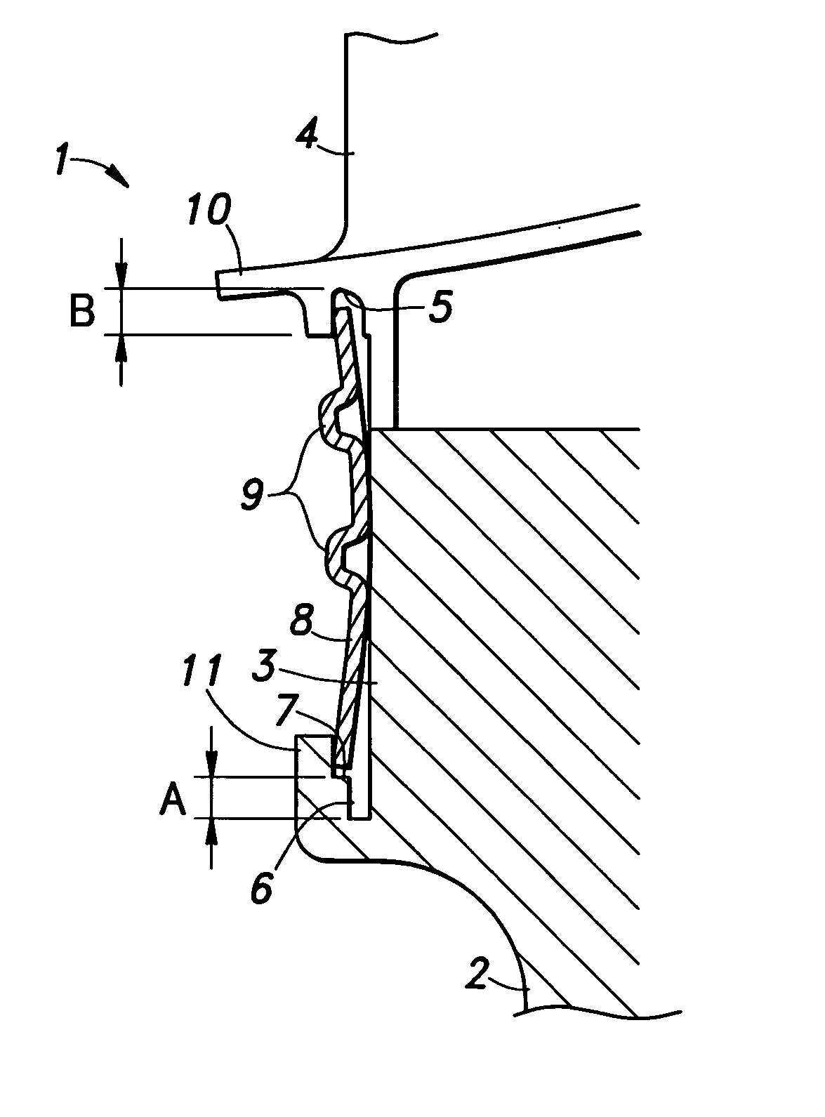Sealing arrangement for an axial turbine wheel